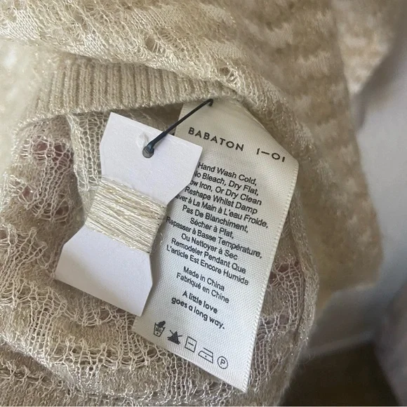 Aritzia Babaton Gold Metallic Oversized Mohair Wool Neutral Sweater XXS - Picture 5 of 9